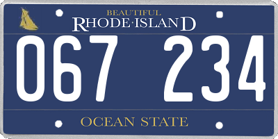 RI license plate 067234