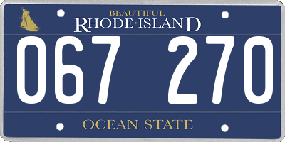 RI license plate 067270