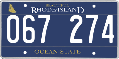 RI license plate 067274