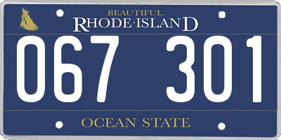 RI license plate 067301