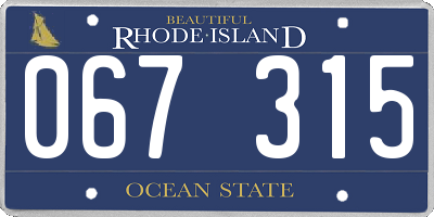 RI license plate 067315