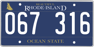 RI license plate 067316