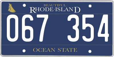 RI license plate 067354