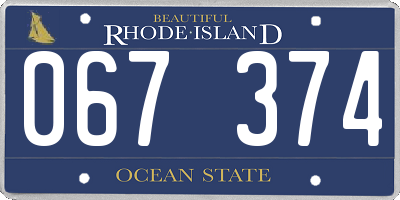 RI license plate 067374