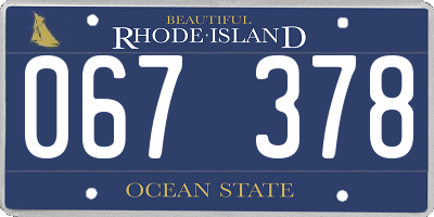 RI license plate 067378