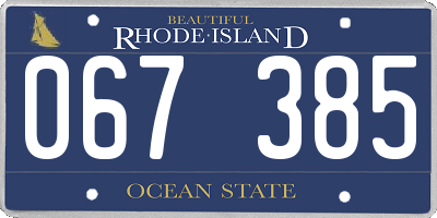 RI license plate 067385