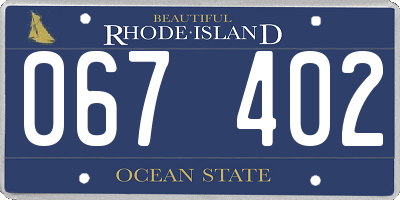 RI license plate 067402