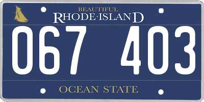 RI license plate 067403