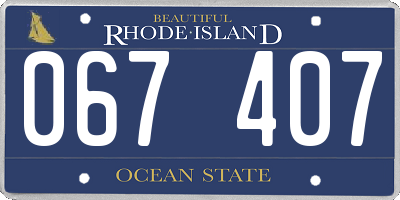 RI license plate 067407
