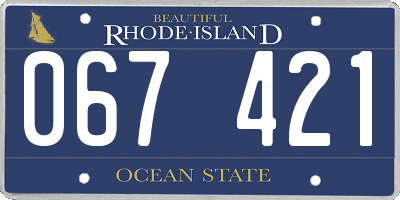 RI license plate 067421