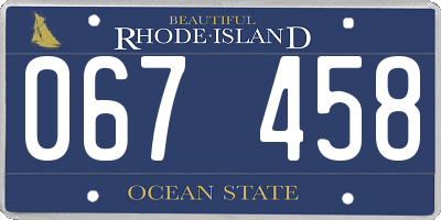 RI license plate 067458