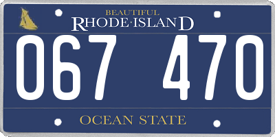 RI license plate 067470