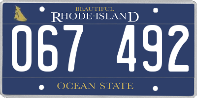 RI license plate 067492