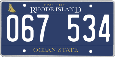 RI license plate 067534