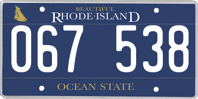 RI license plate 067538