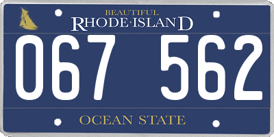 RI license plate 067562