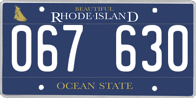 RI license plate 067630
