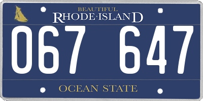 RI license plate 067647