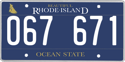 RI license plate 067671