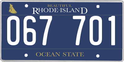 RI license plate 067701