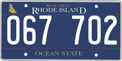 RI license plate 067702