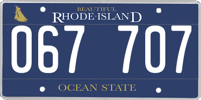 RI license plate 067707