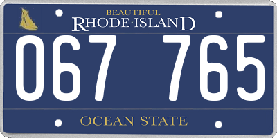 RI license plate 067765