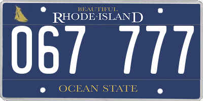 RI license plate 067777