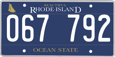 RI license plate 067792