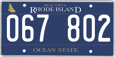 RI license plate 067802