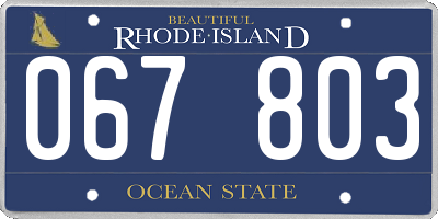 RI license plate 067803