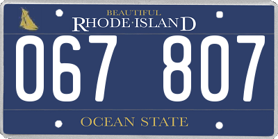 RI license plate 067807
