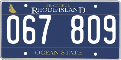 RI license plate 067809