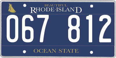 RI license plate 067812