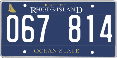 RI license plate 067814