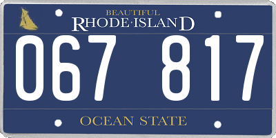 RI license plate 067817