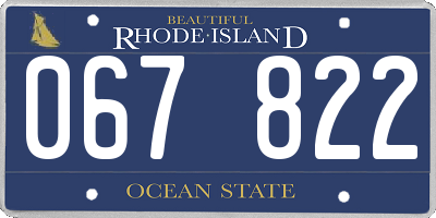 RI license plate 067822