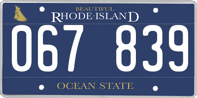 RI license plate 067839