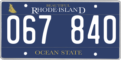 RI license plate 067840