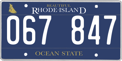 RI license plate 067847