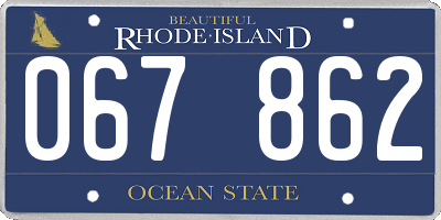 RI license plate 067862