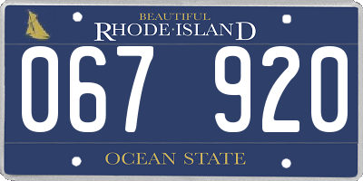RI license plate 067920