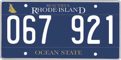 RI license plate 067921