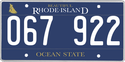 RI license plate 067922
