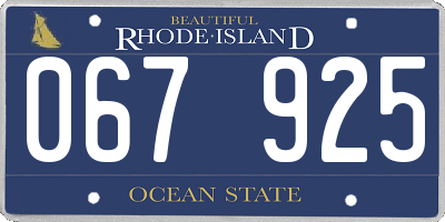 RI license plate 067925