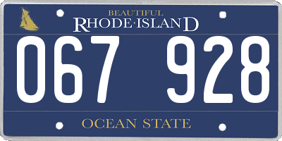 RI license plate 067928