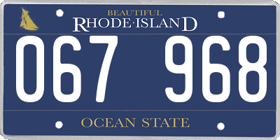 RI license plate 067968