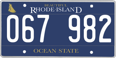 RI license plate 067982