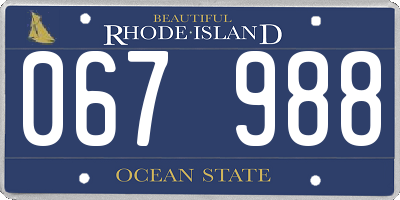 RI license plate 067988
