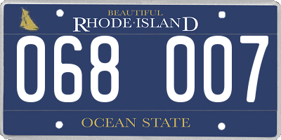 RI license plate 068007